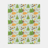 Camping Pattern Fleece Deken (Voorkant)