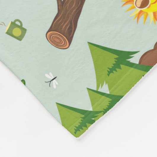 Camping Pattern Fleece Deken (Hoek)