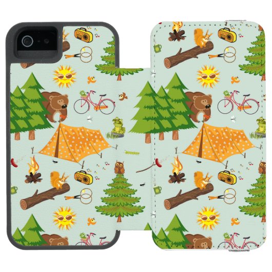 Camping Pattern Incipio iPhone Portemonnee Hoesje (Agenda Open)