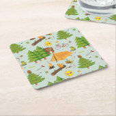 Camping Pattern Kartonnen Onderzetters (Schuin)