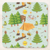 Camping Pattern Kartonnen Onderzetters (Voorkant)