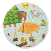 Camping Pattern Keramische Knop (Voorkant)