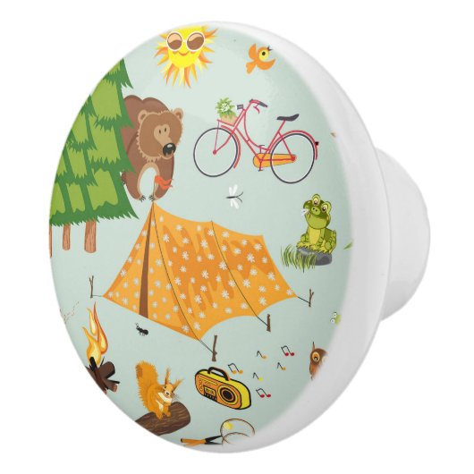 Camping Pattern Keramische Knop (Rechts)