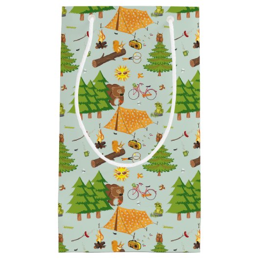 Camping Pattern Klein Cadeauzakje (Voorkant)
