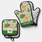 Camping Pattern Ovenwant & Pannenlap Set (Voorkant / Achterkant)