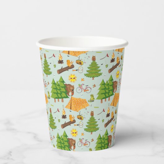 Camping Pattern Papieren Bekers (Achterkant)