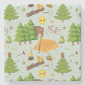 Camping Pattern Stenen Onderzetter (Voorkant)