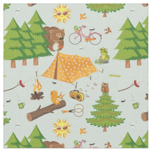 Camping Pattern Stof