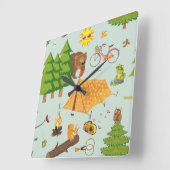 Camping Pattern Vierkante Klok (Hoek)