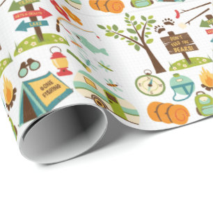 Camping Pattern Wrapping Paper Cadeaupapier
