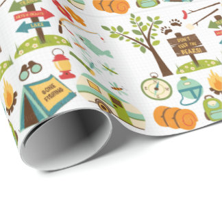 Camping Pattern Wrapping Paper Cadeaupapier