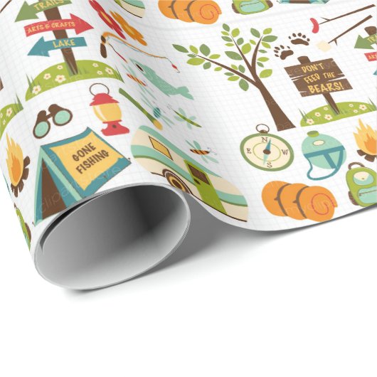 Camping Pattern Wrapping Paper Cadeaupapier (Rol Hoek)