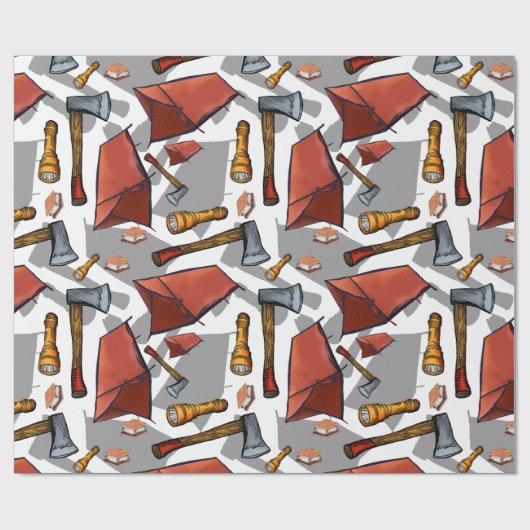 Camping Pattern Wrapping Paper Cadeaupapier (Vlak)