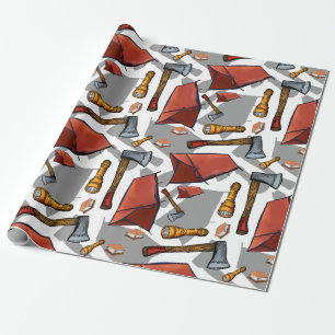 Camping Pattern Wrapping Paper Cadeaupapier
