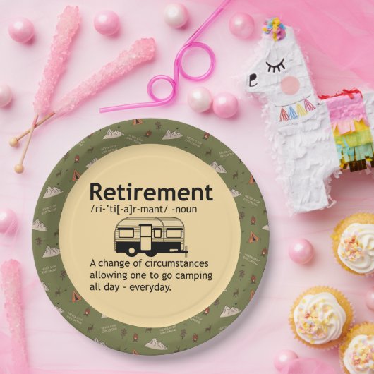 Camping Pensioendefinitie Papieren Bordje (Feest)