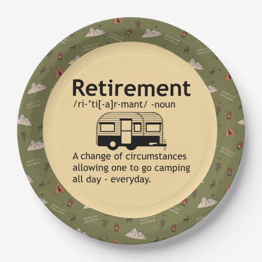 Camping Pensioendefinitie Papieren Bordje (Voorkant)