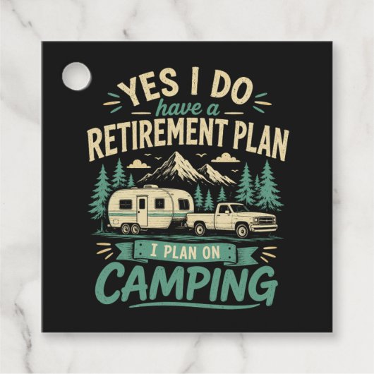 Camping Pensioenplan Bedankjes Labels (Voorkant)