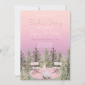 Camping Picnic Forest Girl Birthday Invitation Kaart (Voorkant)
