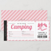 Camping Pink Gift Voucher, Summer Camp Certificate (Voorkant / Achterkant)