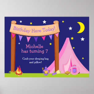 Camping Pink & Paars Poster op zaterdag