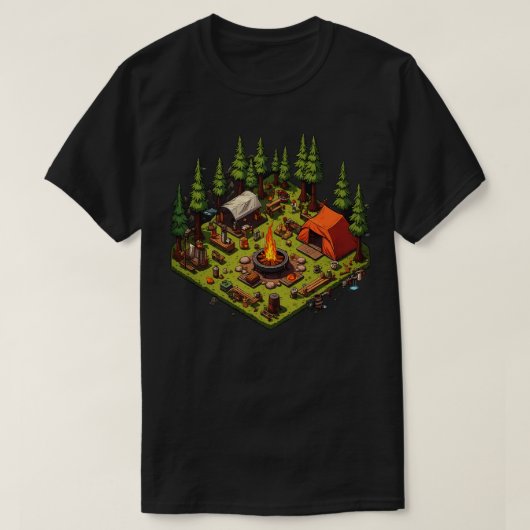 Camping Pixel Art Stijl 1 T-shirt (Design voorkant)