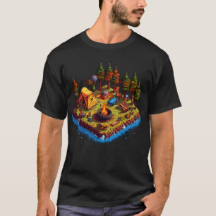Camping Pixel Art Stijl T-shirt