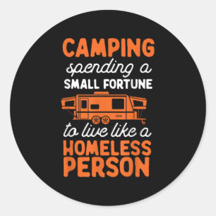 Camping Pop Up Camper RV Trailer Kleine Fortuin Ronde Sticker