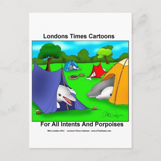 Camping Porpoises Funny Pun-Lovers Briefkaart (Voorkant)