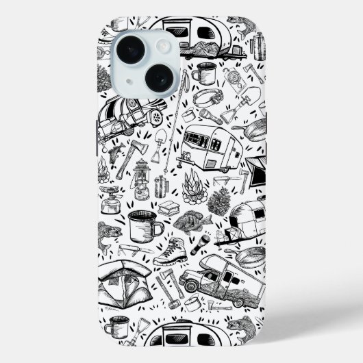 Camping print patroon collage Case-Mate iPhone case (Achterkant)