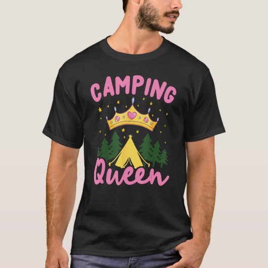 Camping Queen  Camper Glamping T-shirt (Voorkant)