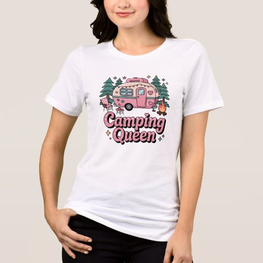 Camping Queen Sublimation Outdoor Adventure Tri-Blend Shirt (Voorkant)