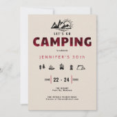 Camping Red Pset Outdoor 30th Birthday Party Kaart (Voorkant)