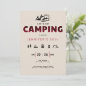 Camping Red Pset Outdoor 30th Birthday Party Kaart (Staand voorkant)