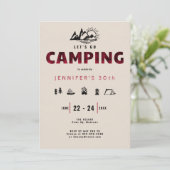 Camping Red Pset Outdoor 30th Birthday Weekend Kaart (Staand voorkant)