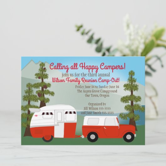 Camping Red Trailer Kaart (Staand voorkant)