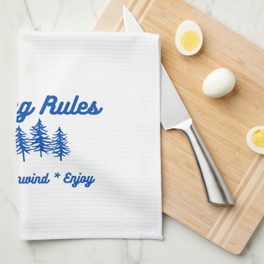 Camping regels op een keukenhanddoek (Quarter Fold)