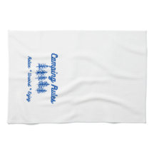 Camping regels op een keukenhanddoek