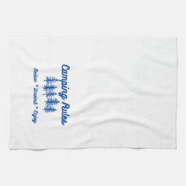 Camping regels op een keukenhanddoek