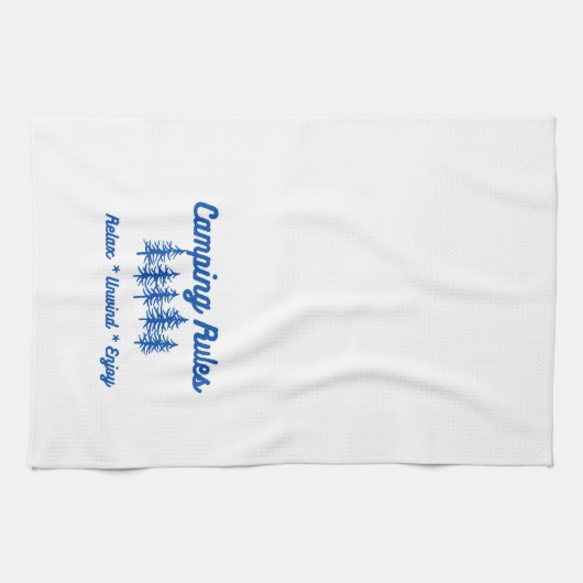 Camping regels op een keukenhanddoek (Horizontaal)