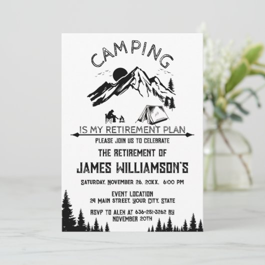 Camping Retirement party Kaart (Staand voorkant)