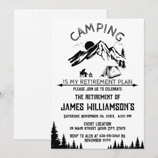 Camping Retirement party Kaart (Voorkant / Achterkant)