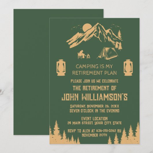 Camping Retirement party Kaart (Voorkant / Achterkant)