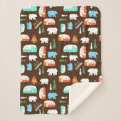 Camping Retro Camper Beer Fleece Sherpa - Brown Deken (Voorkant)