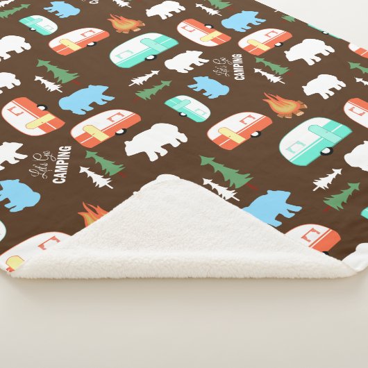 Camping Retro Camper Beer Fleece Sherpa - Brown Sherpa Deken (3/4)
