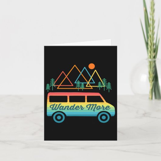 Camping Retro Camper Van Sunset Mountains Kaart (Voorkant)