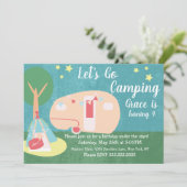 Camping Retro Party Stars Night Birthday Invitatio Kaart (Staand voorkant)