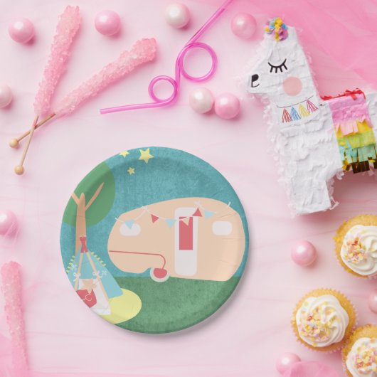 Camping Retro Party sterren gisteravond Papieren Bordje (Feest)