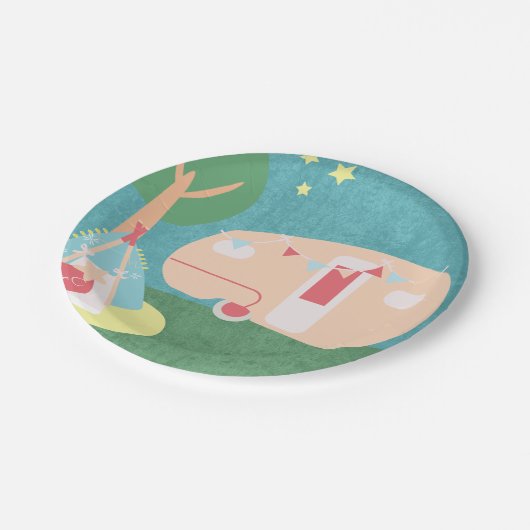 Camping Retro Party sterren gisteravond Papieren Bordje (Gekanteld)