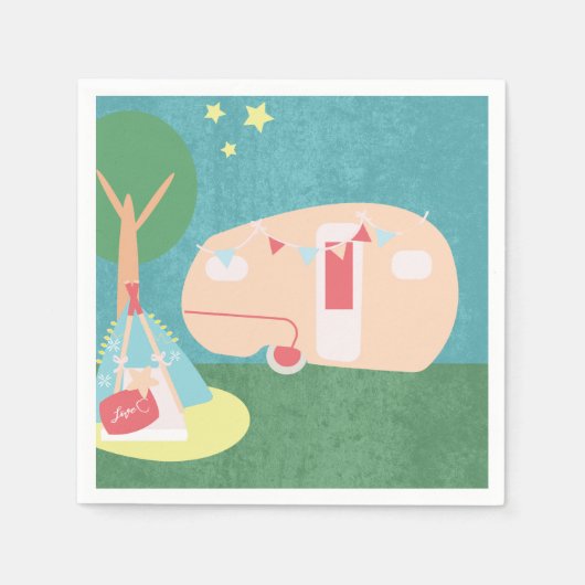 Camping Retro Party sterren gisteravond Servet (Voorkant)