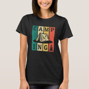 Camping Retro Strips Tenten Glamping Camping Campi T-shirt